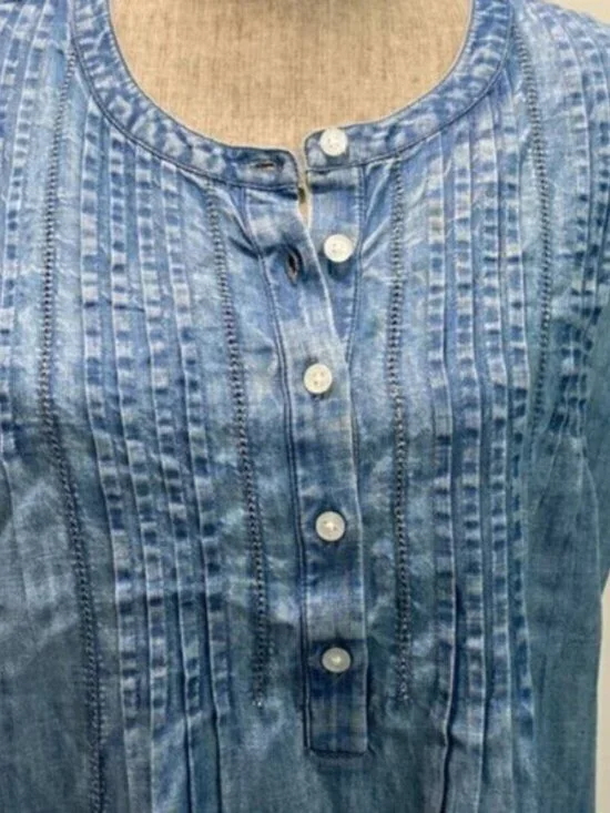 J Jill Denim Short Sleeve Relax fit top medium fit - Picture 8 of 10